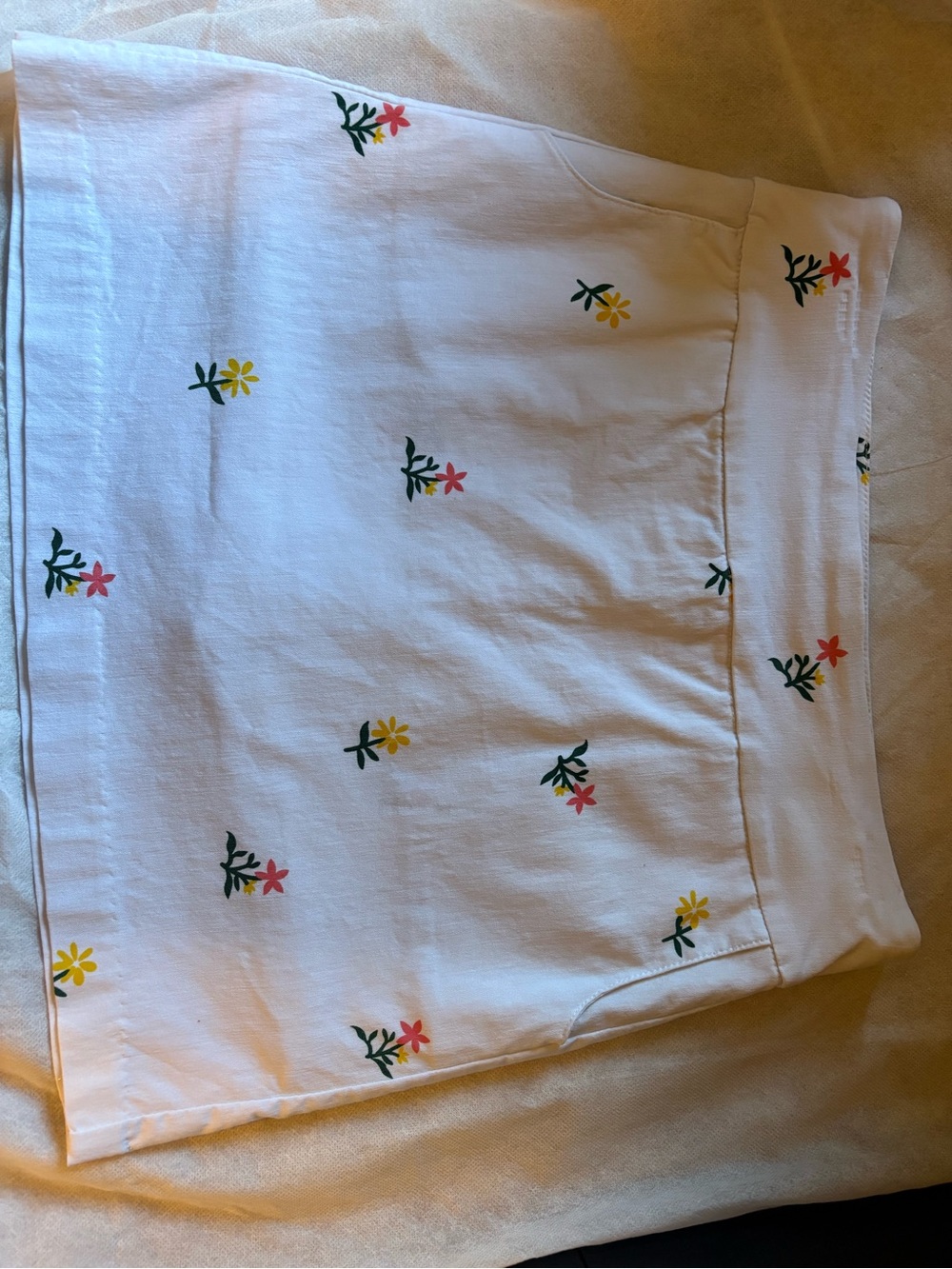 White Mini Skort with Pink & Yellow Floral Embroidery